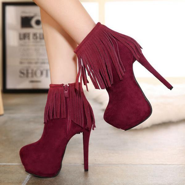 high heel waterproof boots